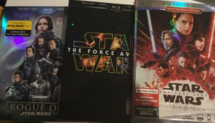 Star Wars: Rogue One, Star Wars: The Force Awakens and Star Wars: The Last Jedi movie covers